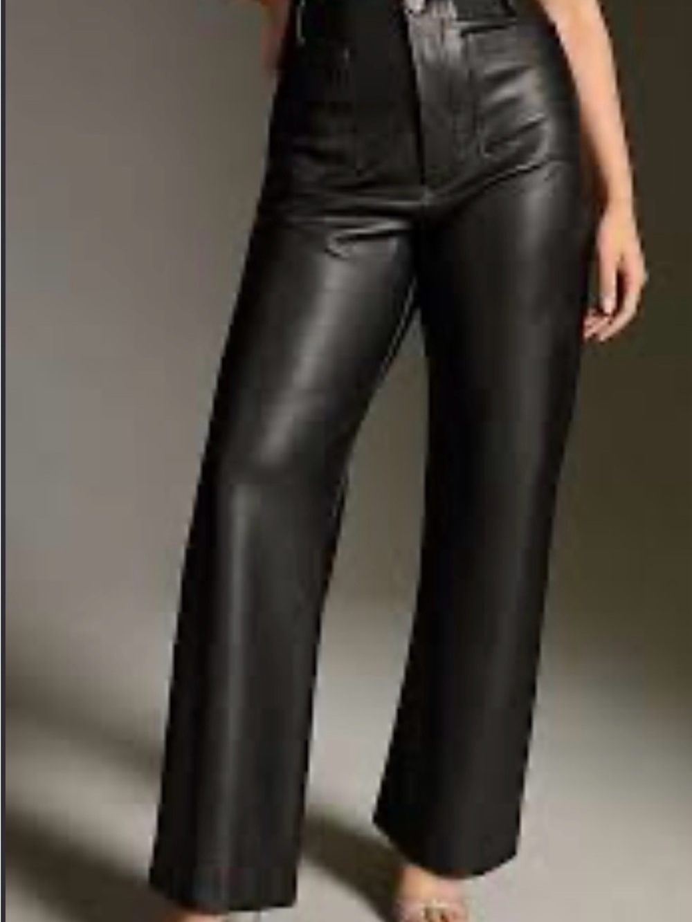 NWT! Anthropologie Maeve Colette Black Faux Leather Wide-Leg Pants